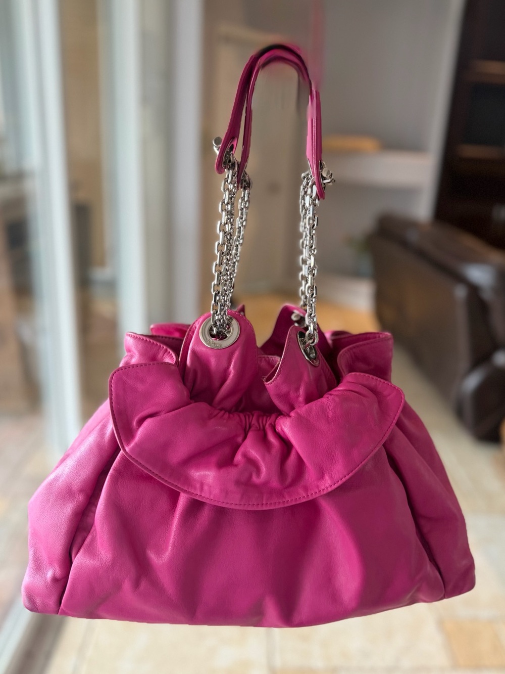Dior “Le Trente” Pink Lambskin Leather Shoulder Bag Handbag & COA